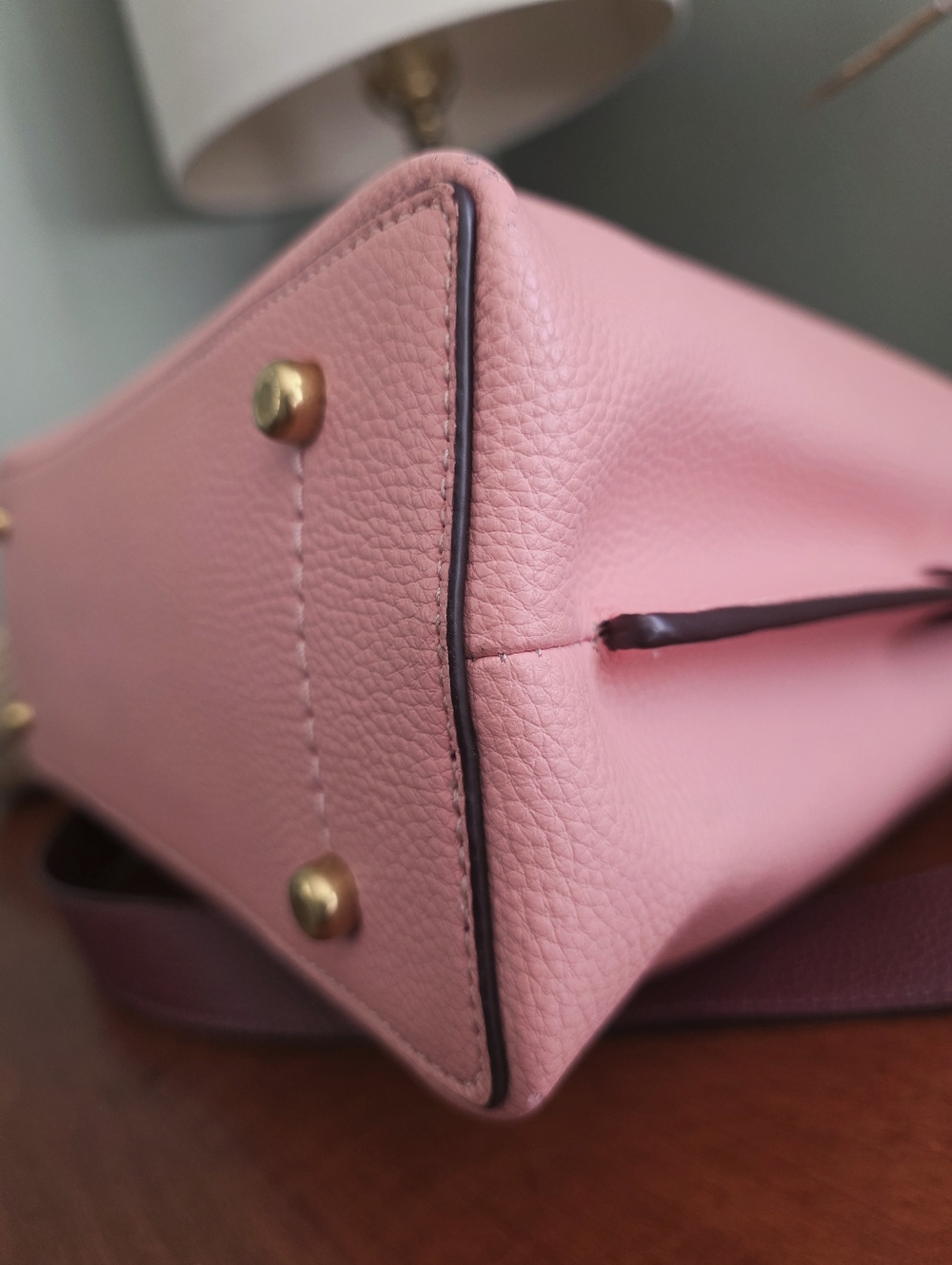 Coach C2590 Willow Shoulder Bag Colorblock Pink Burgundy Leather Purse - Picture 11 of 16